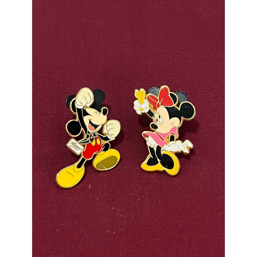 Vintage Mickey Minnie Mouse Disney Enamel Pins Set Joyful‎ Celebration set of 2